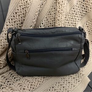 Stylish Gray Leather Shoulder Bag